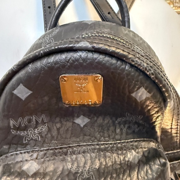 MCM AUTHENTIC Stark Bebe Boo Side Studs Backpack In Visetos Black - Picture 3 of 14